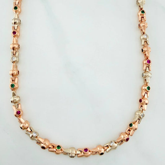 Cadena Rustica Burbujas 86.1 g / 71 cm / 4.65 mm Dos Oros Blanco Rosa 18K