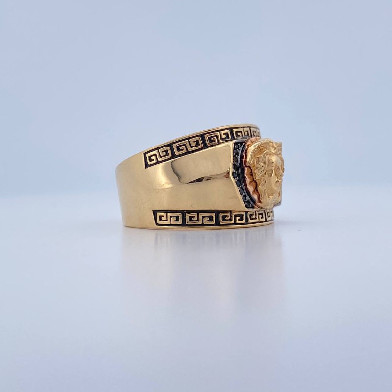 Anillo Medusa Tribal 10.85gr / T10 3/4 / Tres Oros 18K &