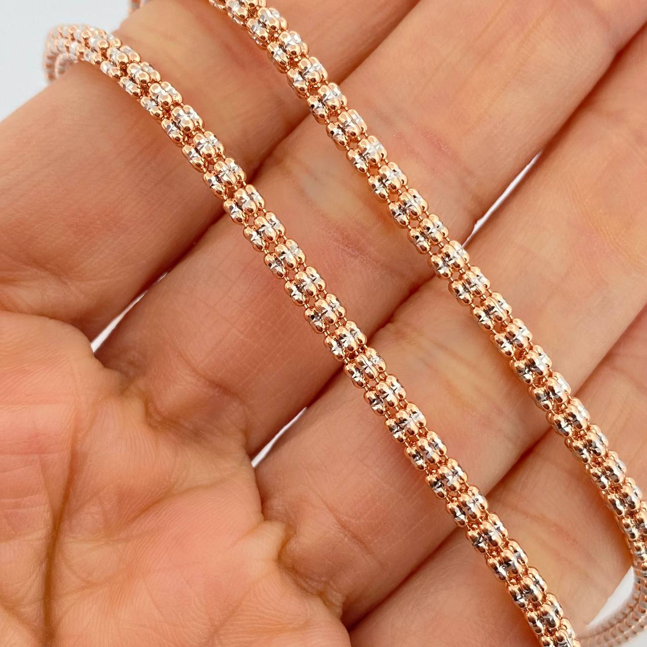 Cadena Ice 20.75gr / 61cm / 3.2mm Dos Oros Blanco Rosa +4 14K Italy %