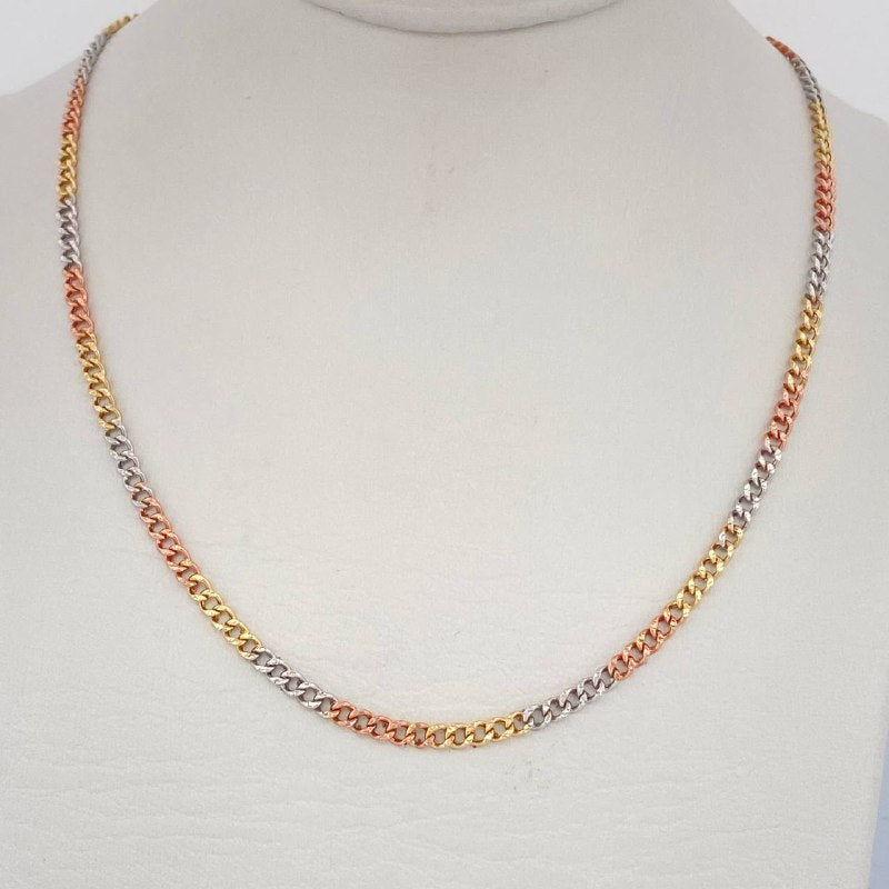 Cadena Mini Cubana 4.15gr / 61cm / Tres Oros +1 14K Italy $