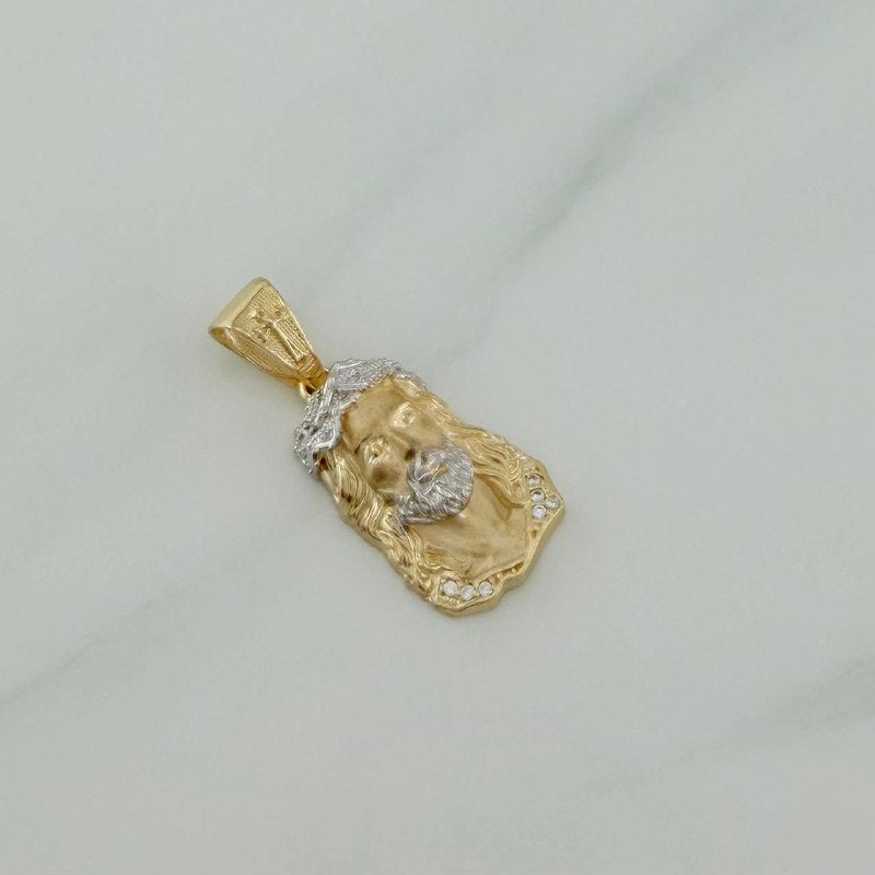 Dije Rostro Cristo 3.55 g / 2.8 cm Dos Oros Amarillo Blanco 18K