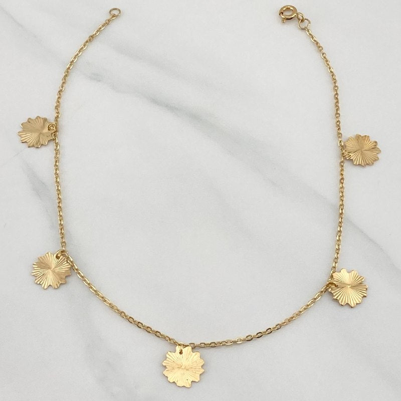 Tobillera Trebol Aro Seguido 2.25 g / 25.5 cm / 1.2 mm Oro Amarillo 18K