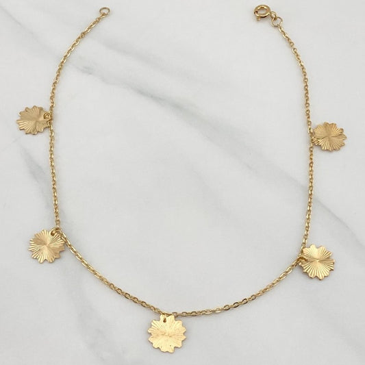 Tobillera Trebol Aro Seguido 2.25 g / 25.5 cm / 1.2 mm Oro Amarillo 18K