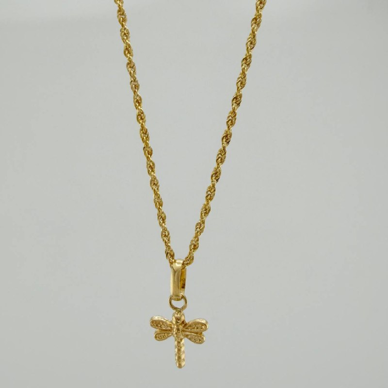 Set Cadena Lazo + Dije Libelula / 1,25 gr / 45 cm Oro Amarillo 18K