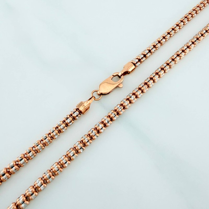 Cadena Ice 24.6 g / 65.4 cm / 3.1 mm Dos Oros Rosa Blanco 18K
