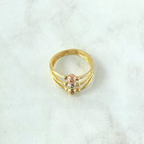 Anillo Tres Aros 3.15gr / T6 3/4 / Bolas 4mm Diamantadas Tres Oros 18K *