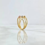 Anillo Tres Aros 3.15gr / T6 3/4 / Bolas 4mm Diamantadas Tres Oros 18K *