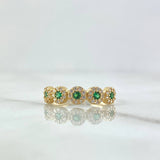 Anillo Circulos Tupidos 2.2gr / T6 3/4 / Circones Blancos Verdes Oro Amarillo 18K