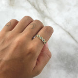 Anillo Circulos Tupidos 2.2gr / T6 3/4 / Circones Blancos Verdes Oro Amarillo 18K