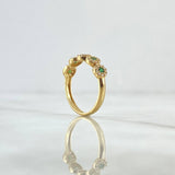 Anillo Circulos Tupidos 2.2gr / T6 3/4 / Circones Blancos Verdes Oro Amarillo 18K