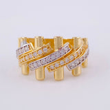 Anillo Eslabones Cubano 4.75 g / T6 Dos Oros Amarillo Blanco 18K