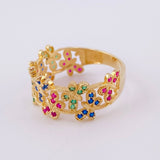 Anillo Retro Flor Hueca 3.15 g / T7 1/2 Oro Amarillo 18K