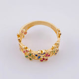Anillo Retro Flor Hueca 3.15 g / T7 1/2 Oro Amarillo 18K