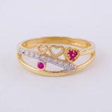 Anillo Carril Triple Corazon 2.2 g / T6 1/4 Oro Amarillo 18K