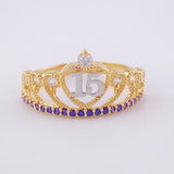 Anillo Corona 15´S 2.15 g / T6 3/4 Dos Oros Amarillo Blanco 18K