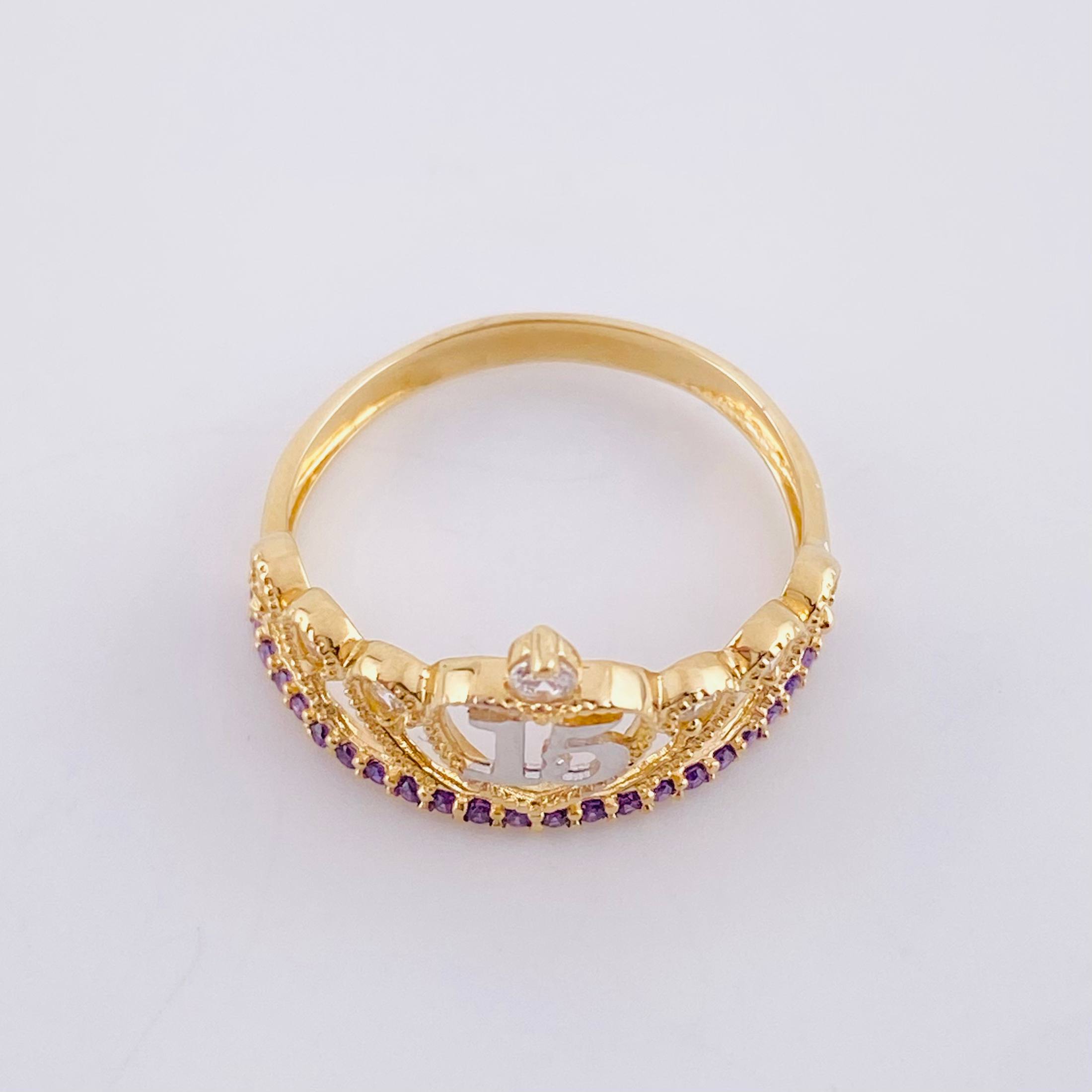 Anillo Corona 15´S 2.05 g / T6 1/4 Dos Oros Amarillo Blanco 18K