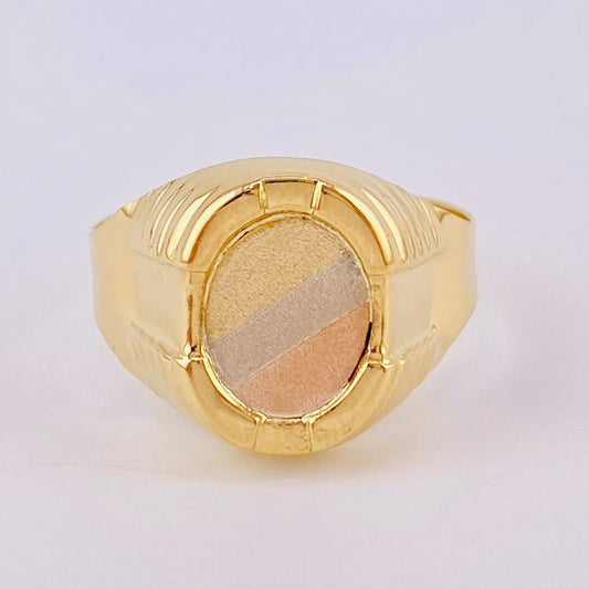 Anillo Sello Ovalo Con Marco 3.5 g / T10 Tres Oros 18K