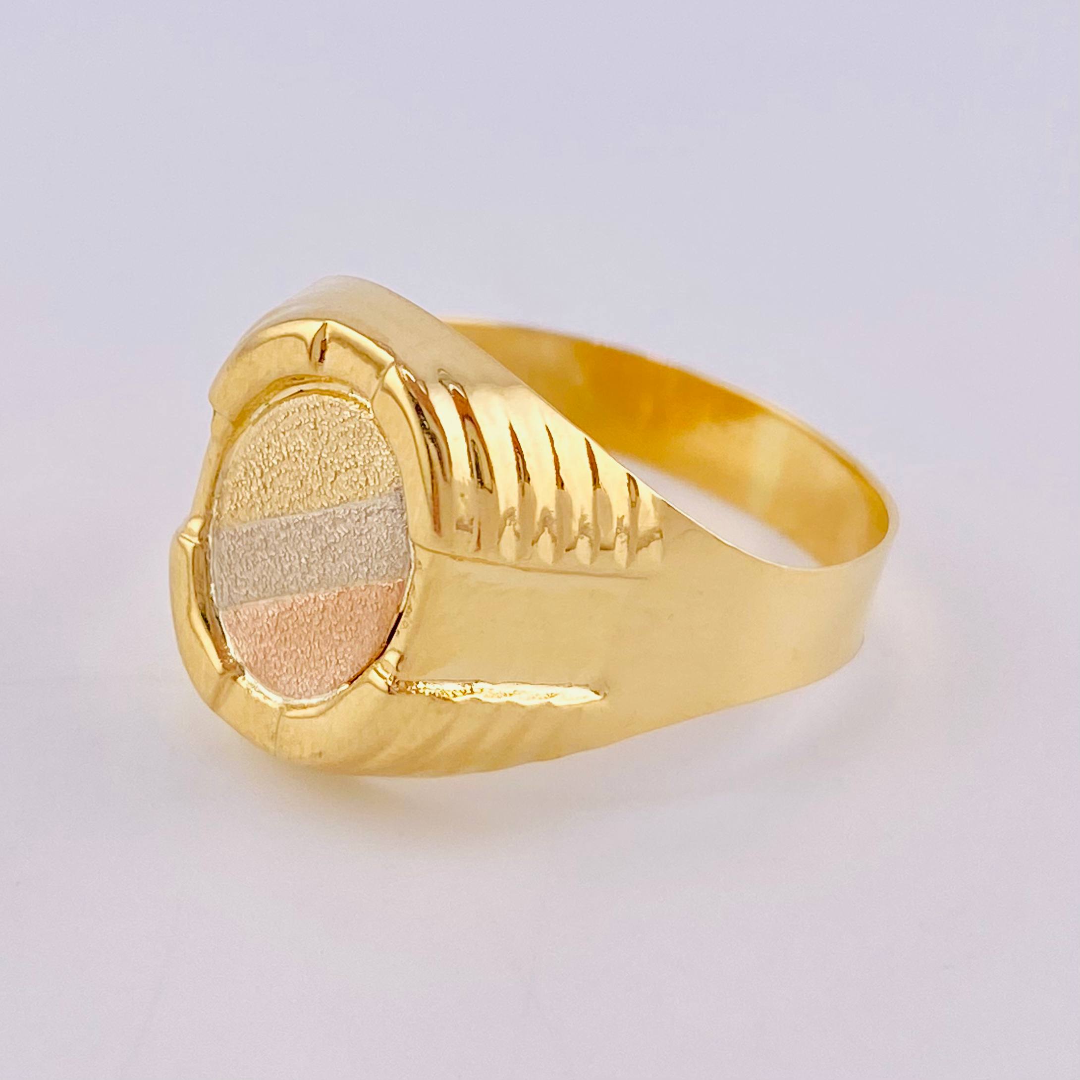 Anillo Sello Ovalo Con Marco 3.5 g / T10 Tres Oros 18K