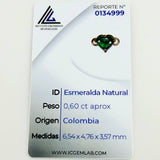 Pulsera Tejida Verde Bolas Lisas Corazón Esmeralda 60pts Oro Amarillo 18K