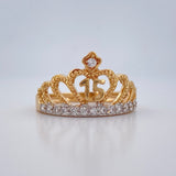 Anillo Corona Corazon 15s 3.7gr / T7 1/2 / Dos Oros Amarillo Blanco 18K $