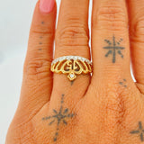 Anillo Corona Corazon 15s 3.7gr / T7 1/2 / Dos Oros Amarillo Blanco 18K $