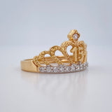 Anillo Corona Corazon 15s 3.7gr / T7 1/2 / Dos Oros Amarillo Blanco 18K $