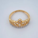 Anillo Corona Corazon 15s 3.7gr / T7 1/2 / Dos Oros Amarillo Blanco 18K $