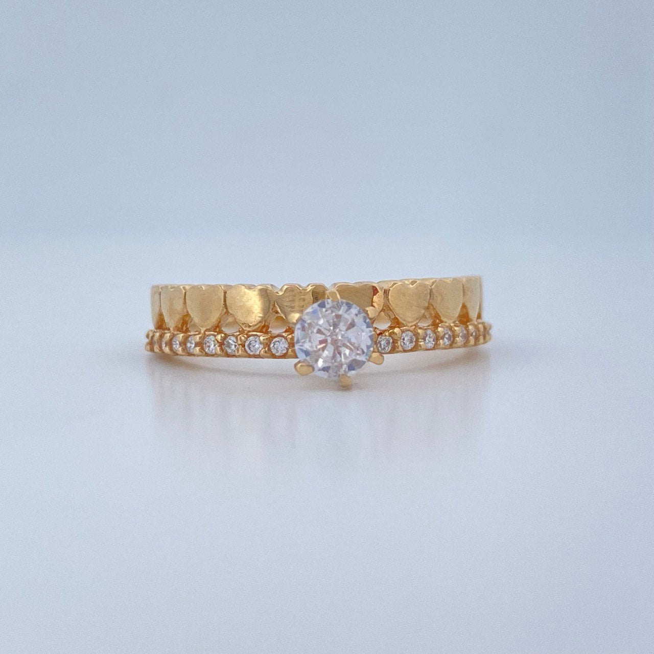 Anillo Solitario Churumbela Corazones 2.35gr / T6 / Oro Amarillo 18K $