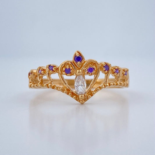 Anillo Tiara Corazon 1.75gr / T7 / Oro Amarillo 18K $