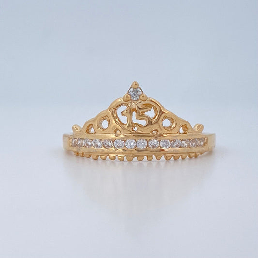 Anillo Corona Corazon 15s 2.1gr / T6 1/2 / Oro Amarillo 18K $