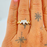 Anillo Corazones Corona 2.8gr / T7 / Dos Oros Amarillo Blanco 18K $