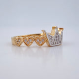 Anillo Corazones Corona 2.8gr / T7 / Dos Oros Amarillo Blanco 18K $