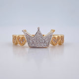 Anillo Corazones Corona 2.8gr / T7 / Dos Oros Amarillo Blanco 18K $