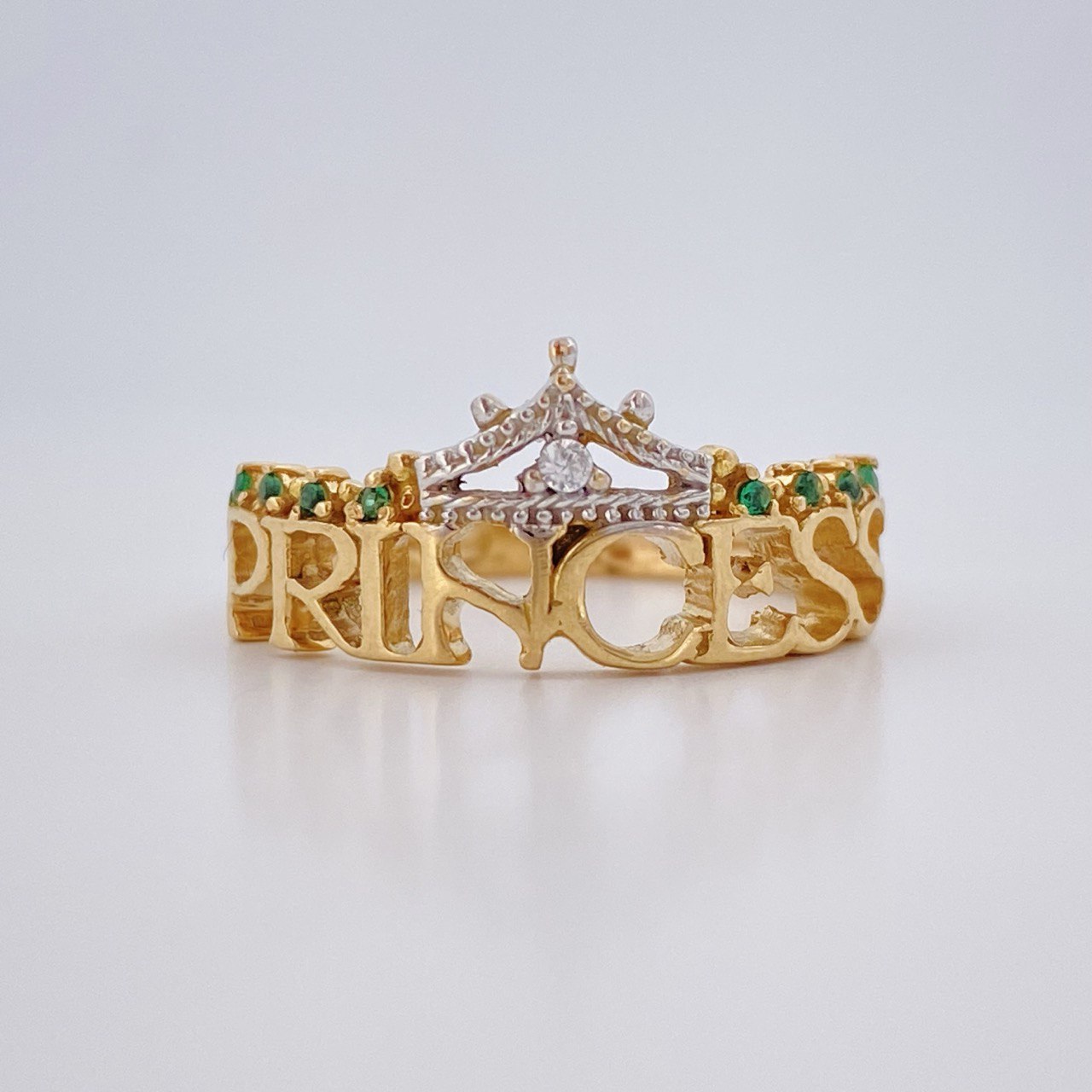 Anillo Princess 3.1gr / T6 1/2 / Dos Oros Amarillo Blanco 18K $