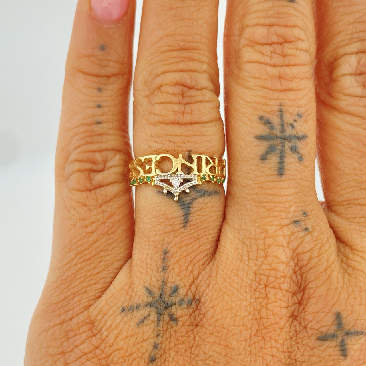 Anillo Princess 3.1gr / T6 1/2 / Dos Oros Amarillo Blanco 18K $