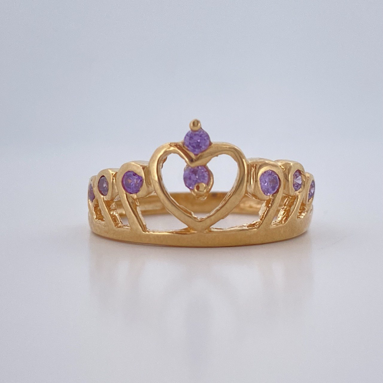Anillo Corona Corazon 2.95gr / T6 1/2 / Oro Amarillo 18K $