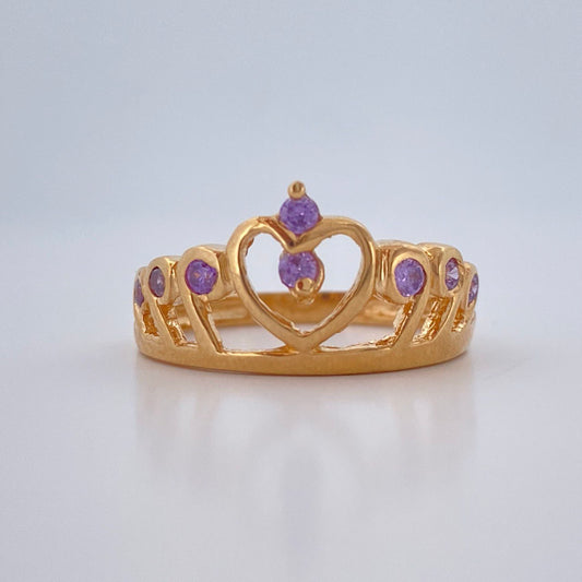 Anillo Corona Corazon 2.95gr / T6 1/2 / Oro Amarillo 18K $