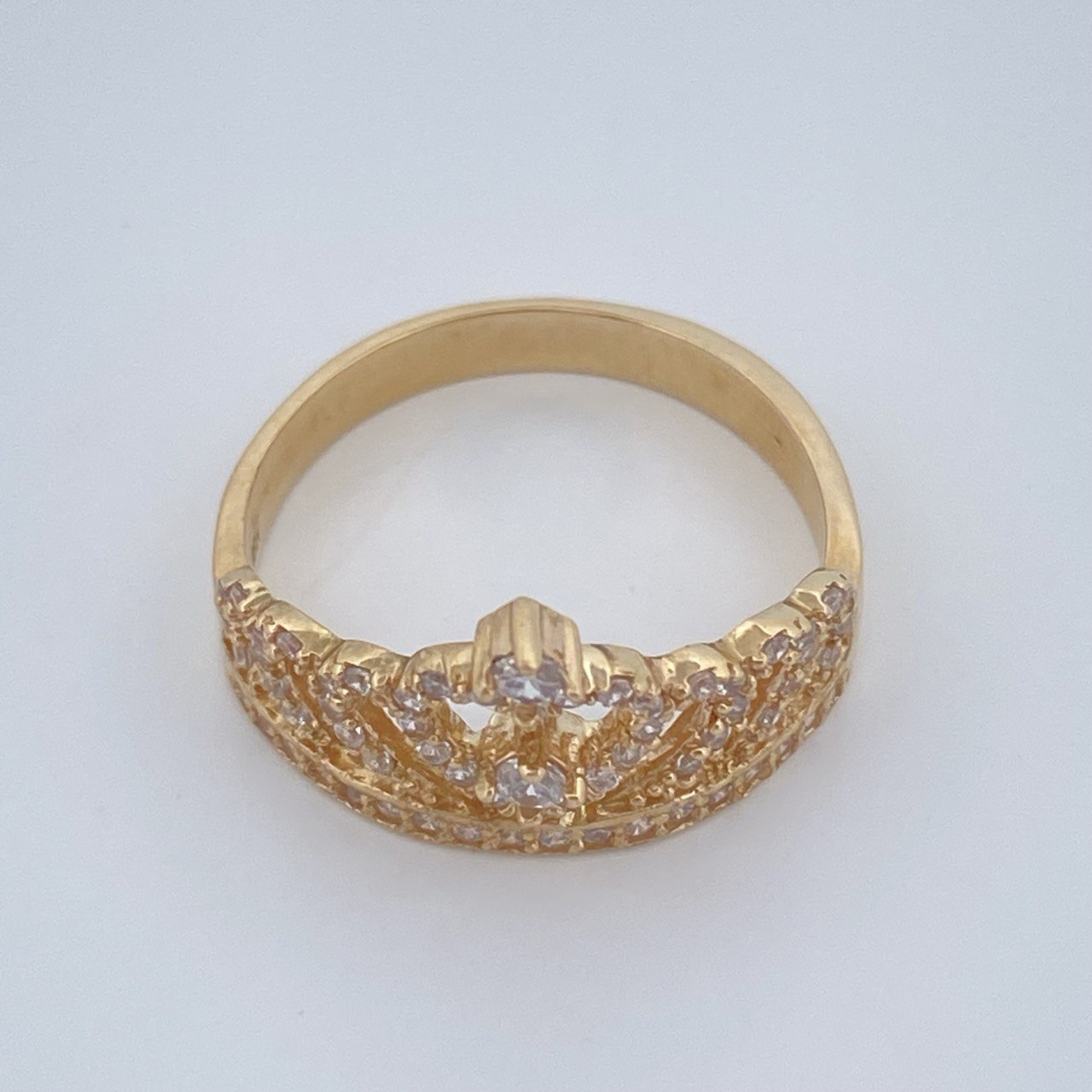 Anillo Corona Corazon 3.4gr / T6 3/4 / Oro Amarillo 18K $