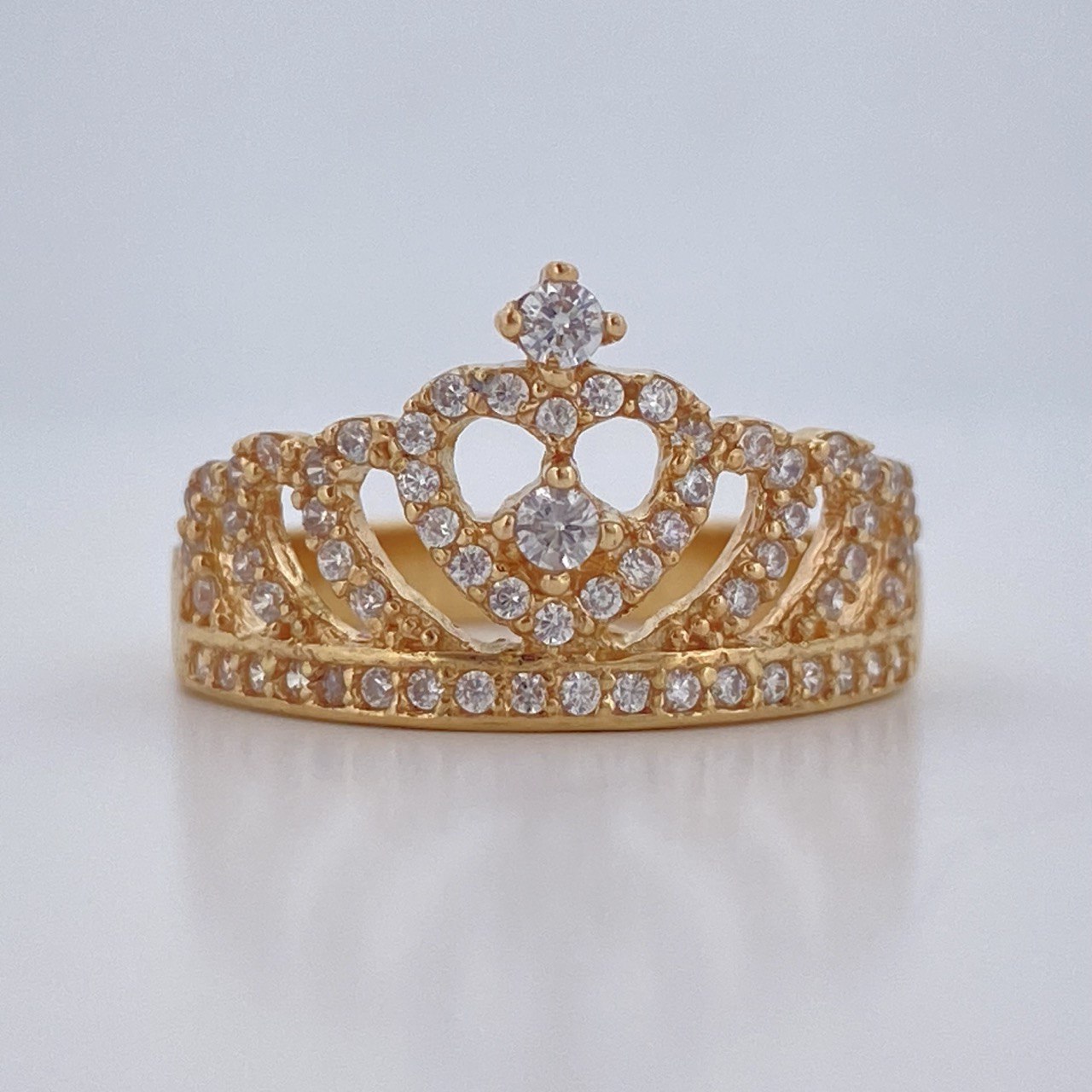 Anillo Corona Corazon 3.4gr / T6 3/4 / Oro Amarillo 18K $