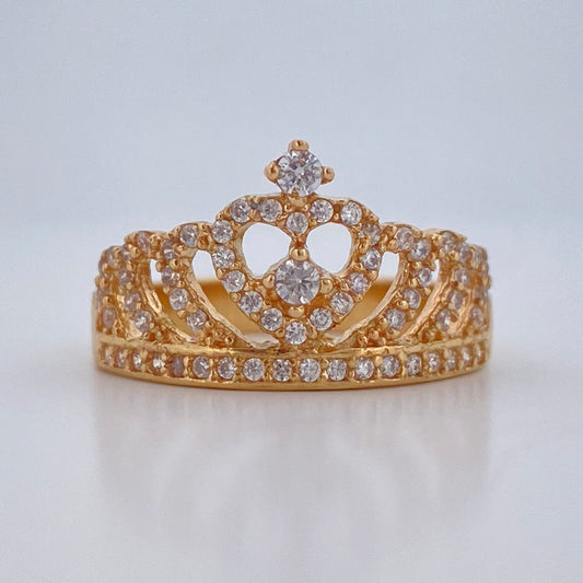 Anillo Corona Corazon 3.4gr / T6 3/4 / Oro Amarillo 18K $