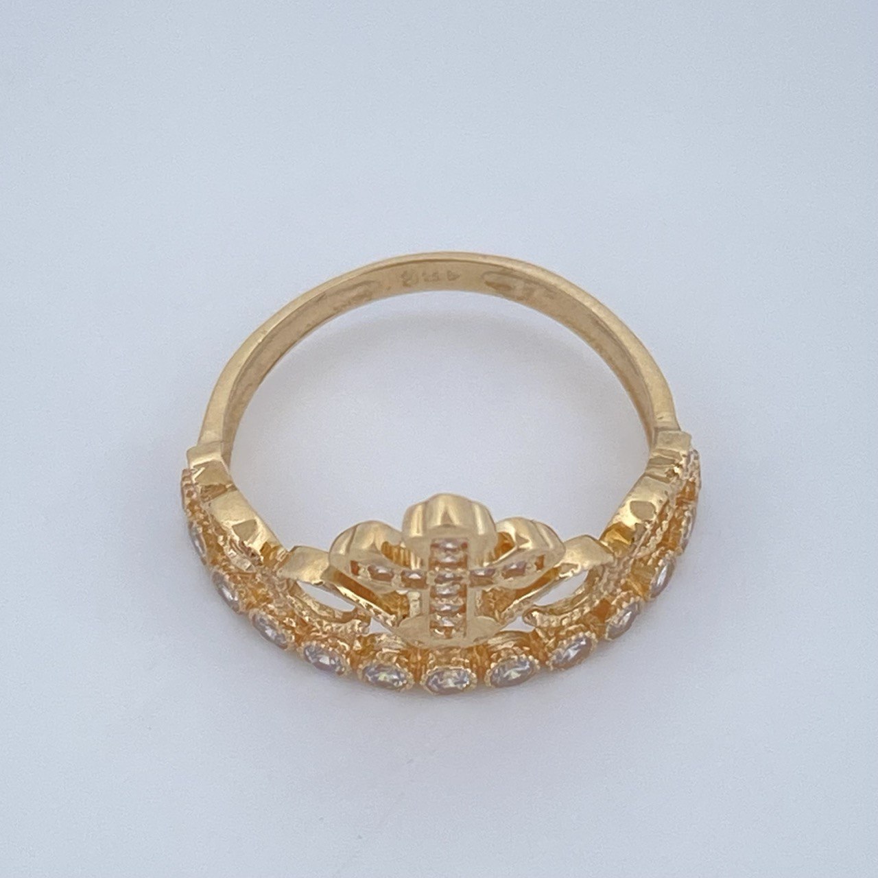 Anillo Corona Cruz 2.4gr / T6 1/4 / Oro Amarillo 18K $