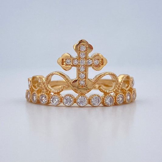 Anillo Corona Cruz 2.4gr / T6 1/4 / Oro Amarillo 18K $