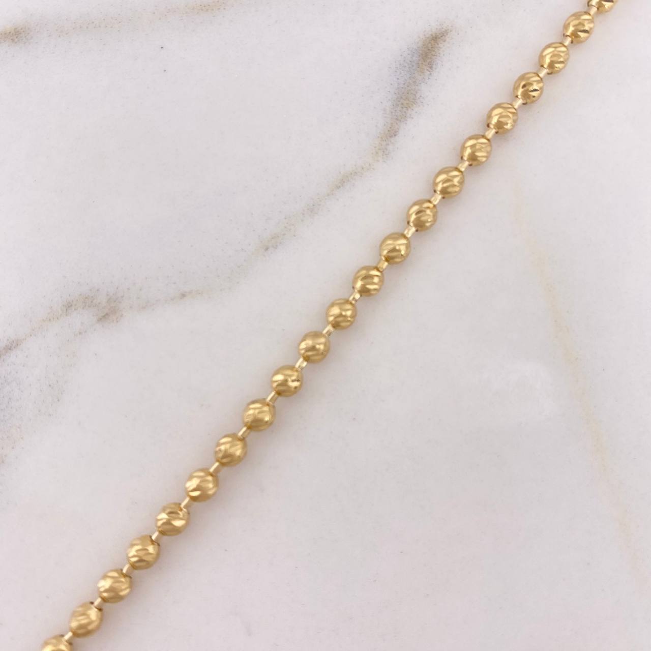 Pulso Militar 6.2gr / 18cm / 2.9mm Bolas Diamantadas Oro Amarillo 18K $