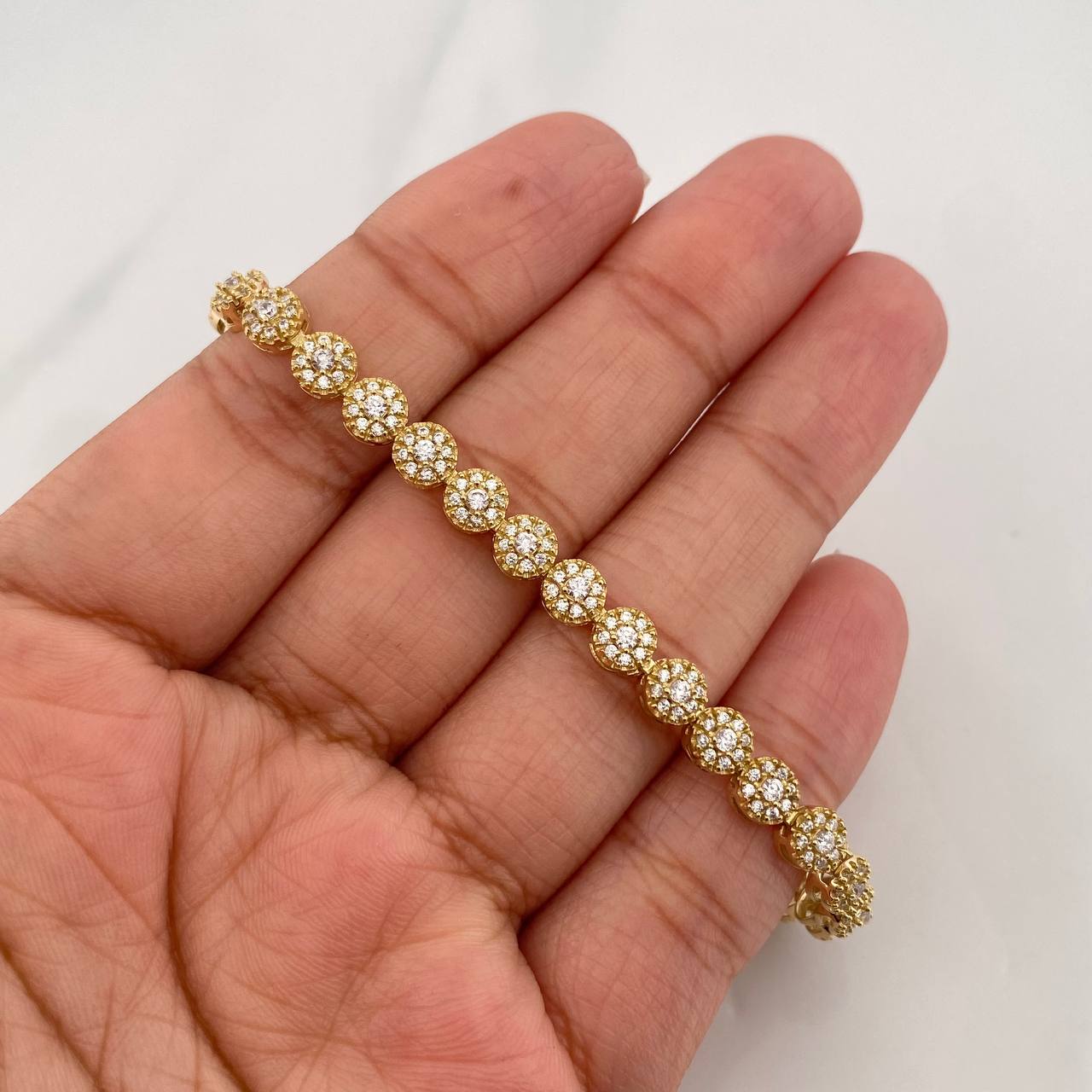Pulso Halo Tennis 10.9g / 15.5cm / 5.08mm Oro Amarillo 18K