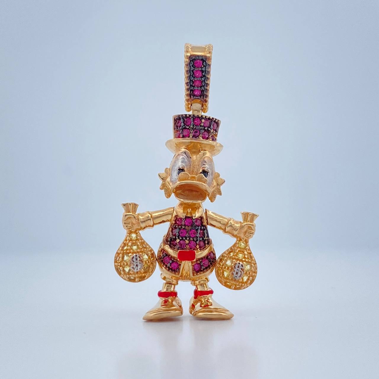 Dije Pato Bolsas De Dinero Articulado 5.9gr / 3.7cm / Tres Oros 18K $