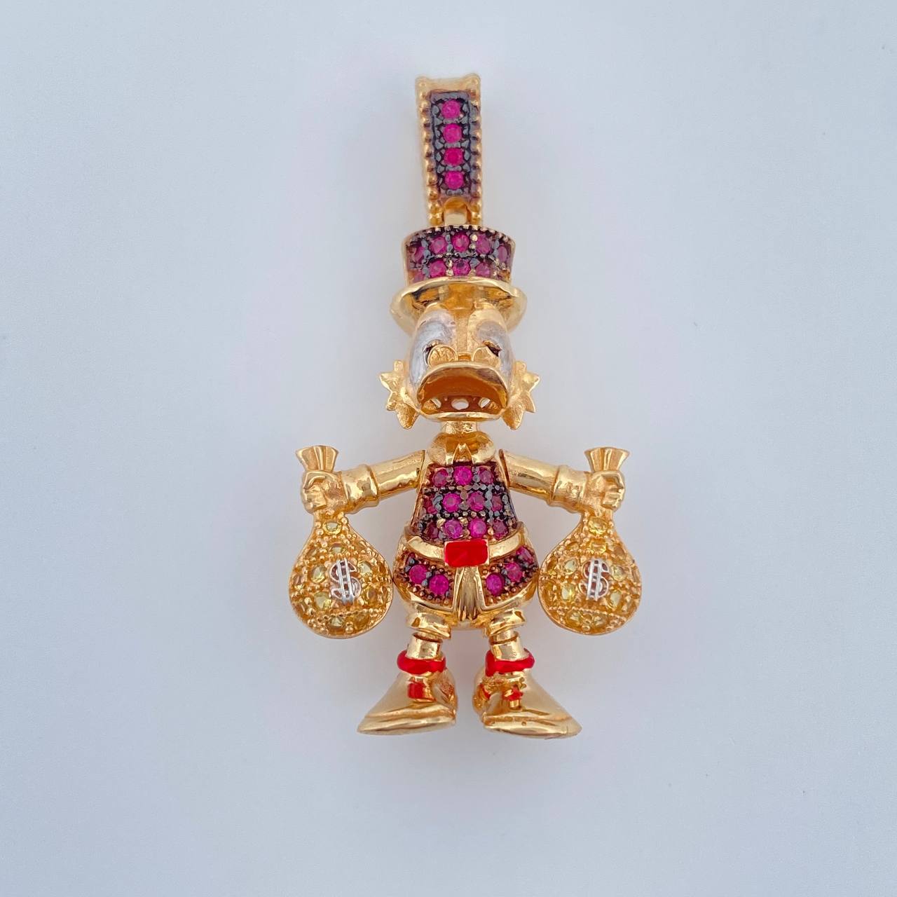 Dije Pato Bolsas De Dinero Articulado 5.9gr / 3.7cm / Tres Oros 18K $