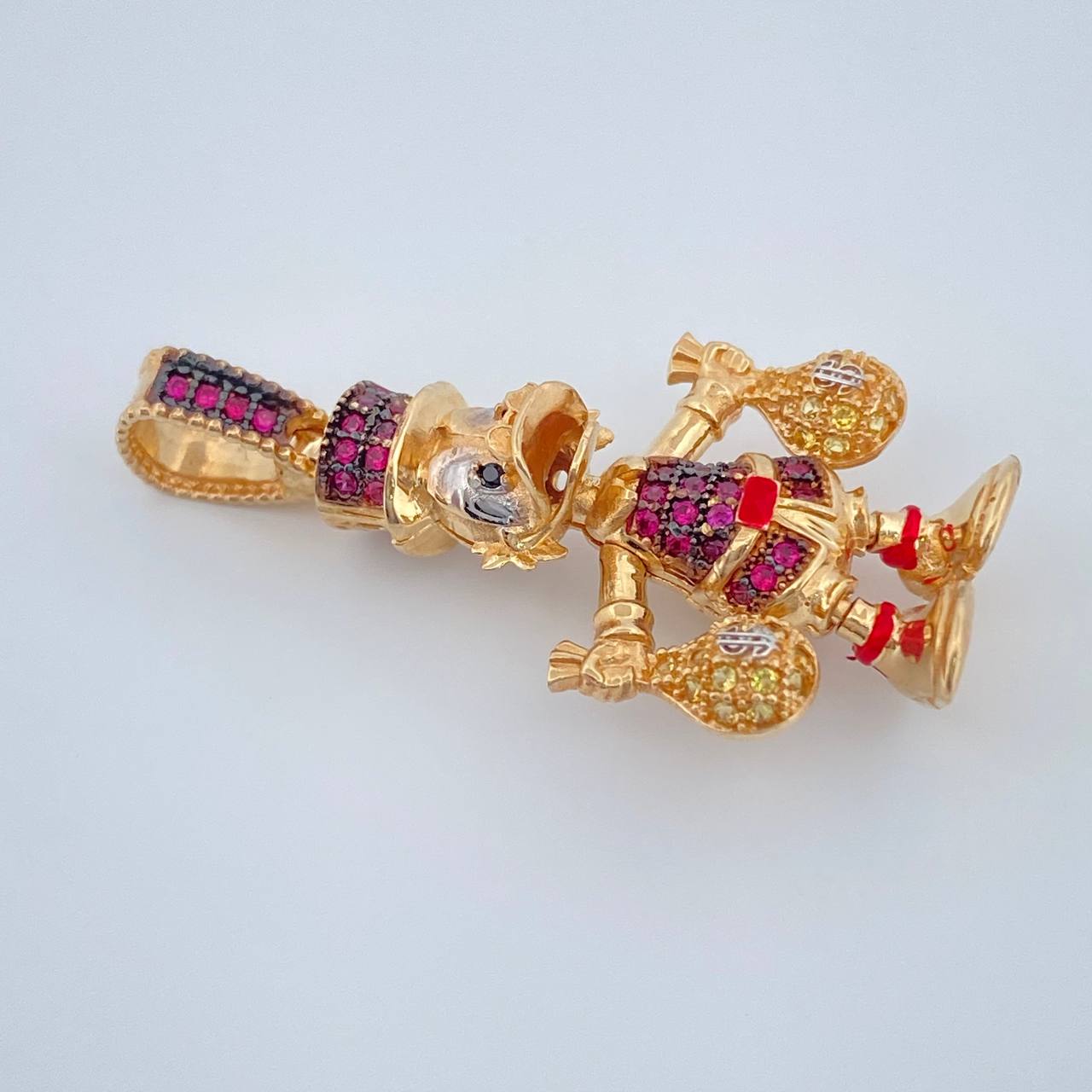 Dije Pato Bolsas De Dinero Articulado 5.9gr / 3.7cm / Tres Oros 18K $