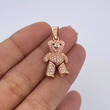 Dije Oso Articulado 4.55gr / 2.9cm / Circones Blancos Negros Oro Rosa 18K &