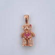 Dije Oso Articulado Corazon 4.5gr / 2.9cm / Circones Blancos Fucsias Cafes Oro Rosa 18K &