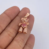 Dije Oso Articulado Corazon 4.5gr / 2.9cm / Circones Blancos Fucsias Cafes Oro Rosa 18K &